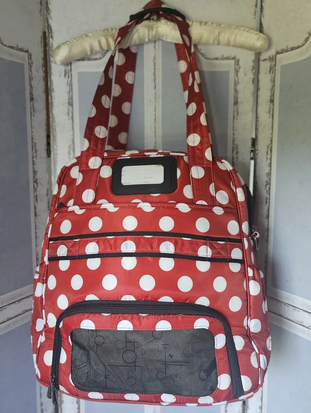 lug Red and White Polka Dot Quilted Tote Bag